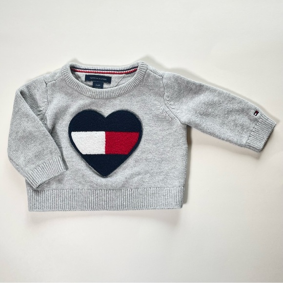 Tommy Hilfiger Other - Tommy Hilfiger - Grey Sweater w/ Hilfiger Logo Heart at Front - Size 3-6 Months